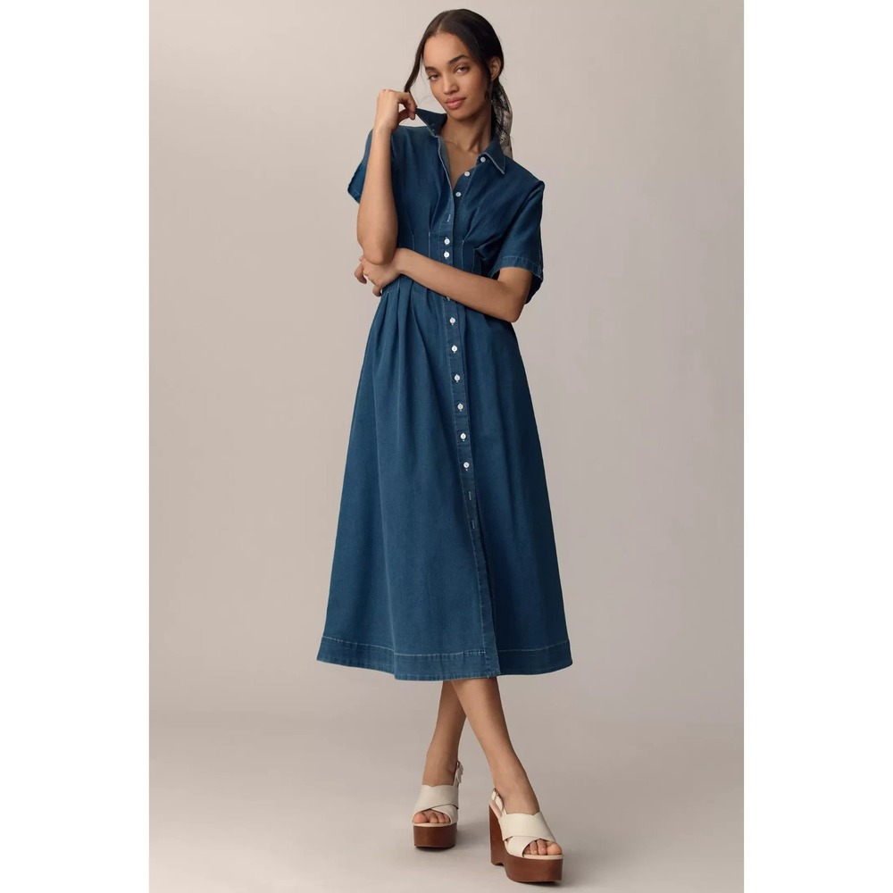 Exquise Anthropologie The Tobie Denim Shirt‎ Midi Dress Size 3X